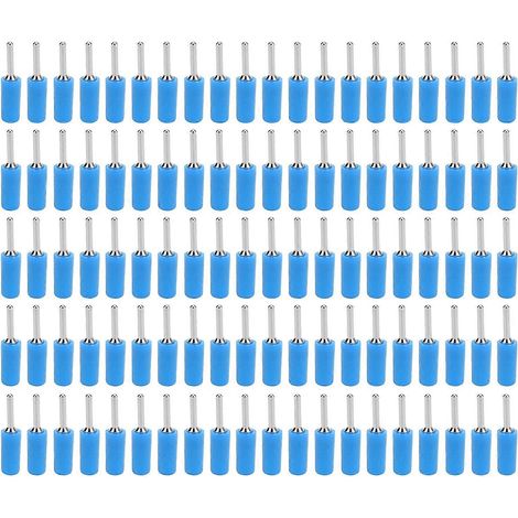 100 fiches bananes mâles, nickelées, à broche en laiton, droites, pour plaques à ressort internes J.10001, 2 mm, bleues (1/4)