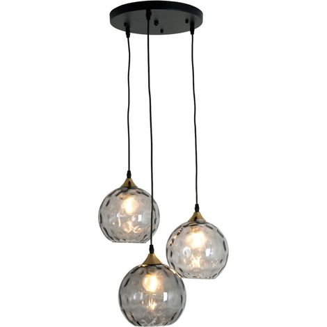 [GEBRAUCHT] Holländer Hängeleuchte Milano Drei Schirme Aus Rauchglas Deckenlampe Lampe B-Ware