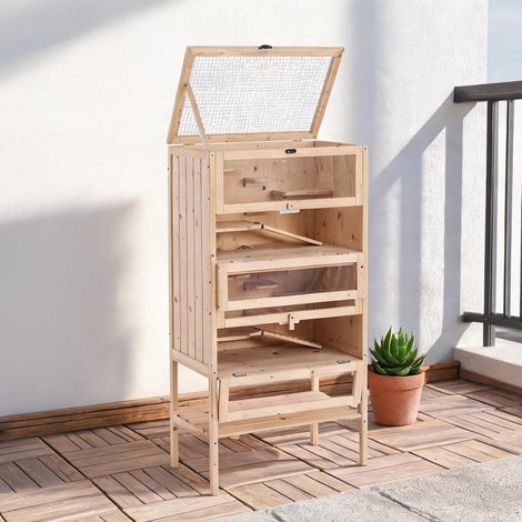 Cage pour rongeur colore naturale del legno 60 x 40 x 120 cm (1/5)