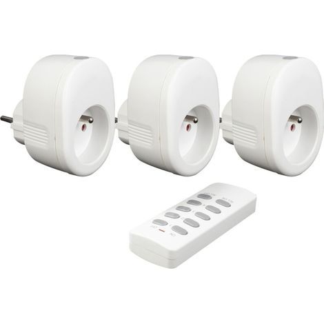 Tibelec – Kit de 3 prises connectées avec télécommande – Portée 70m – Fréquence 433,92 MHz – Puissance 3680W, 16A, 230V