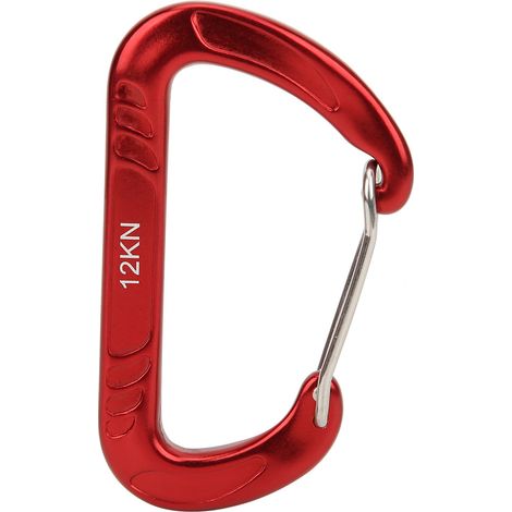 12 kN Schnellverschluss-D-Ring-Karabiner mit federbelastetem Schnapper für Fallschirmspringen und sichere Befestigung (rot) (1/5)