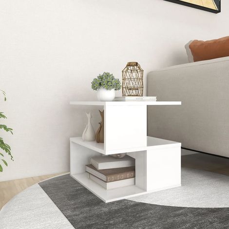 Mesa auxiliar de madera contrachapada blanco 40x40x40 cm vidaXL