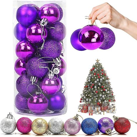 24 boules de Noël, décorations pour sapin de Noël, utilisées pour diverses décorations de sapin. (1/5)