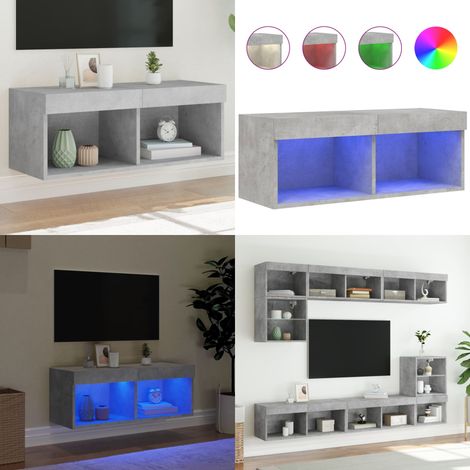 Meuble TV avec lumières LED gris béton 80x30x30 cm - Meuble mural - Lumières led (1/5)
