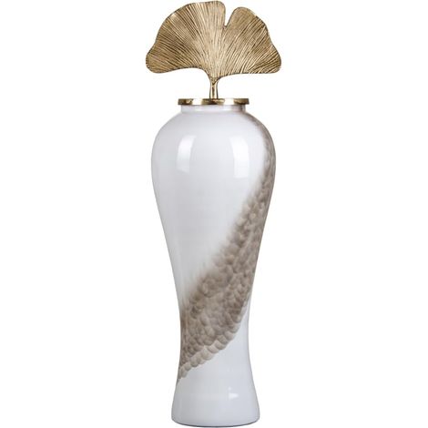 Vase 29 x 29 x 102 cm Verre Doré Métal Blanc (1/3)