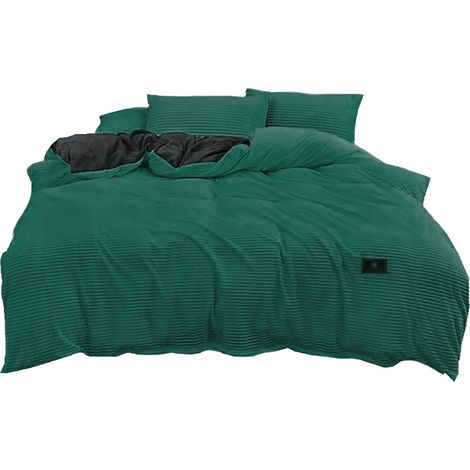 Housse de couette en flanelle d'hiver unie réversible en polaire chaude, drap-housse en velours corail, ensemble de housse de couette (1/5)