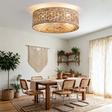 Deckenventilator mit Licht 19 Zoll, offenem Rattan, App und Fernbedienung OKMYHOME (1/5)