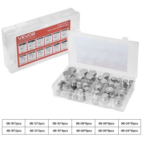 64-teiliges BSPP-Hydraulikfitting-Set, Hydraulikkappen- und Stopfen-Set mit Präzisionsgewinde, verzinkter Stahl, Hochleistungs-Adapter-Set, Armaturenbrettgrößen 04/06/08/10/12/16 (1/5)