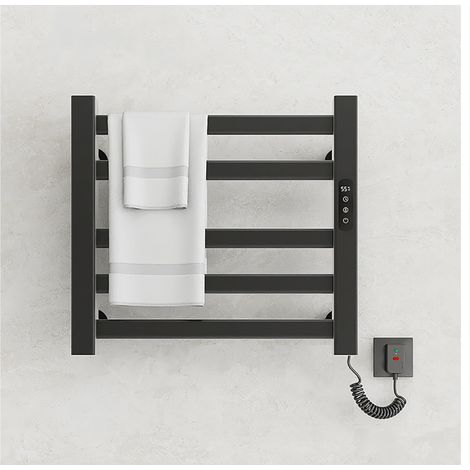 Largeight – Sèche-serviettes électrique avec affichage numérique – Température réglable 30-70°C – Protection IPX5 – Installation facile - R308-noir