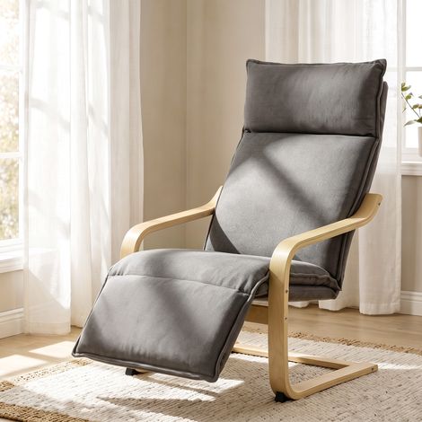 Fauteuil lounge, fauteuil de salon avec repose-pieds, gris foncé moderne (1/5)