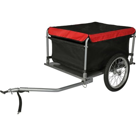 Remorque de vélo pour transport de charge 65 kg – Cadre en acier robuste – Compartiment étanche 79x61x41 cm – Fixation rapide à billes