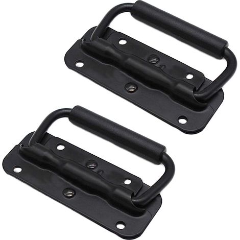 2 pieces of stainless steel pull handles, box handle, lifting box, tools, spring folding handle, stainless steel handle, box handles, tension spring handles (100 mm) (1/5)