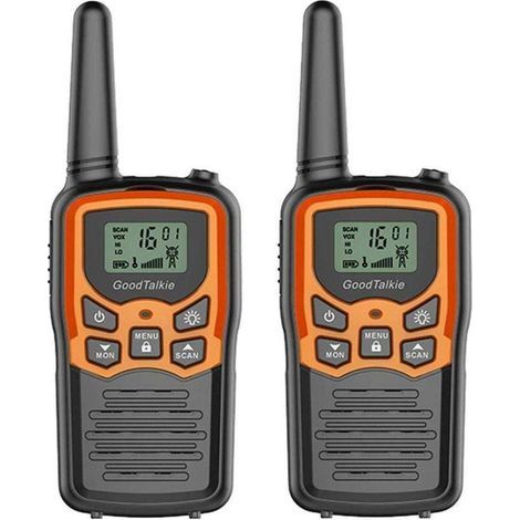 Long-Range 8km Digital Walkie-Talkies, LCD Screen, Digital Sound, Communication and Action Game for Outdoor Adventures, Belt Clip, Orange - 2pcs (1/3)