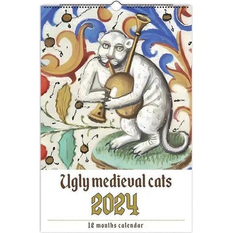 Calendrier des chats médiévaux bizarres, Calendrier drôle et bizarre des chats médiévaux 2024 A-- (1/5)