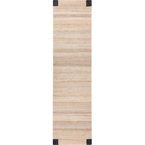 Tapis Rectangulaire Tissé en Jute 80 x 300 cm Style Rustique Salon Chambre Beige et Noir Amravati (1/5)