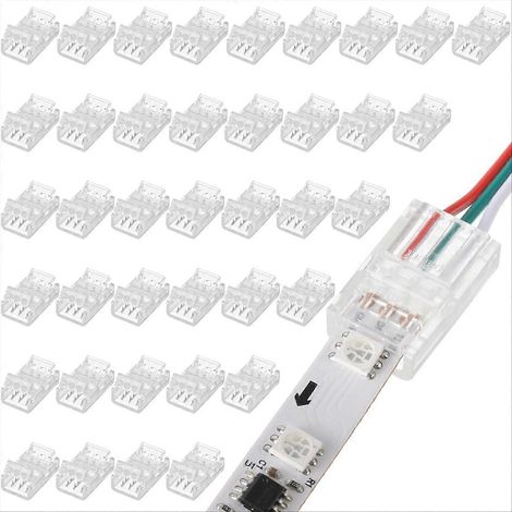 40 lötfreie 3-Pin-10mm-Steckverbinder für 5050 RGB-LED-Streifen, kompatibel mit Schienenbeleuchtungssystemen. (1/5)