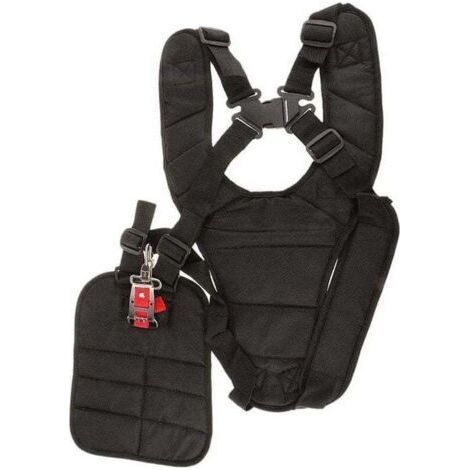 Harnais de sécurité rembourré pour débroussailleuse – Sangle ajustable – Nylon noir pour confort optimal – Réduction des tremblements