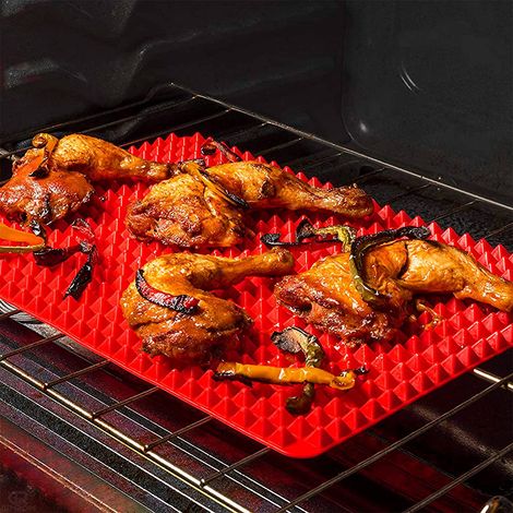 Tapis de cuisson pyramidal en silicone, moule à pâtisserie, tapis de barbecue rouge (1/5)