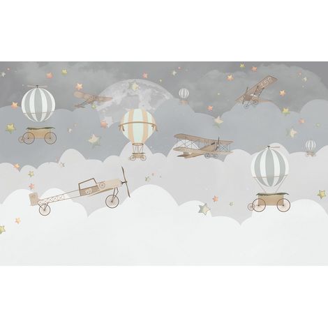 Papier peint panoramique Enfants - Montgolfières - 130 cm x 81 cm (1/2)