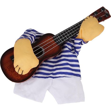 Déguisement de guitare pour animaux - Costume amusant pour chien - Vêtements pour chats - Vêtements super drôles pour animaux de compagnie style guitariste (1/5)