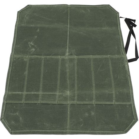 Sacoche de cuisine en toile imperméable, résistante à l'eau, pour fourchettes et ustensiles de cuisine, idéale pour les voyages et le camping (vert olive). (1/5)