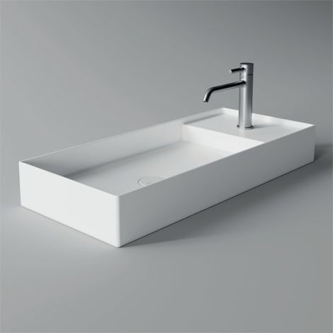 Lavabo Hide appoggio cm. 85x37 rettangolare in ceramica bianco di