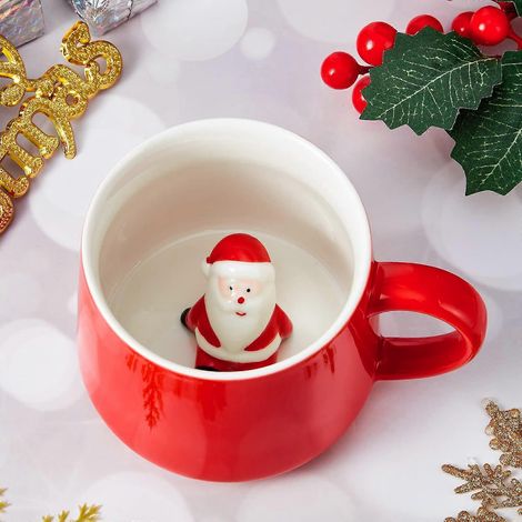 Mug de Noël, jolis mugs de Noël, jolies tasses à thé en céramique, tasses à café et thé au lait en céramique 3D (style Père Noël) (1/5)
