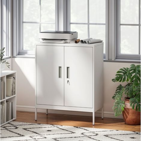 armadio ufficio in acciaio con serratura 80x40x100 cm OKMYHOME (1/5)
