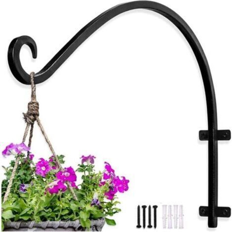 1 Pièce Suspension Plante Exterieur,Support Jardiniere Balcon,pour Suspendre Les Paniers Support de Support Robuste pour Mangeoire à Oiseaux en Fer forgé etc. (Noir) (1/4)