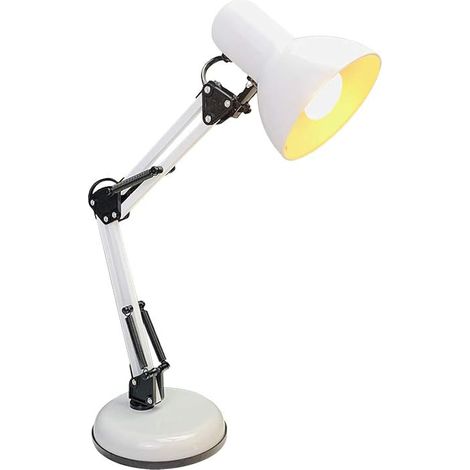 Lampe de table rétro avec bras articulé en métal 5,5 W LED E14 avec lampe de bureau Lampe de chevet Lampe de lecture Blanc (1/5)