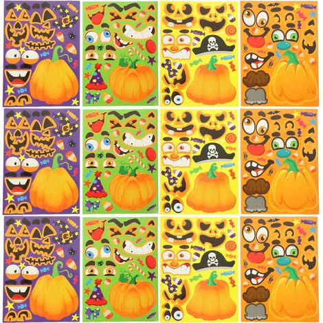 24 Feuilles Autocollants Adhésifs D'halloween en Papier Couché pour Diy, Décoration Festive et Cartes de Vœux, Style Mignon Adapté aux Garçon et Filles