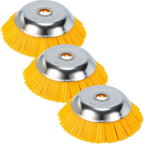 TolleTour 3x Spazzola diserbante in nylon da 200 mm per decespugliatore, foro 25,4 mm, kit di montaggio incluso