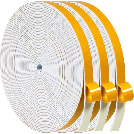 Joint d'étanchéité anti-courant d'air, ruban adhésif en forme de bande, 6 mm (l) x 1,5 mm (ép.), 3 rouleaux, longueur totale 15 m (1/5)