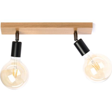 Lampada da soffitto in legno a soppalco, doppia striscia, ROVERE
