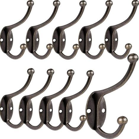 10 Stück Retro-Hakengarderobe, Wandmontage, Vintage-Metall-Türhaken für Badezimmer, Küche, Schlafzimmer, Eingangsbereich (Kupfer) (1/4)