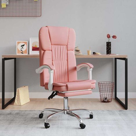 vidaXL Silla de oficina reclinable cuero sintético rosa (1/5)