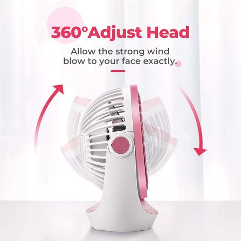 Ventilateur de bureau, grand volume d'air, silencieux, petit, vitesse réglable, tête rotative à 360°, pour chambre à cou (1/3)