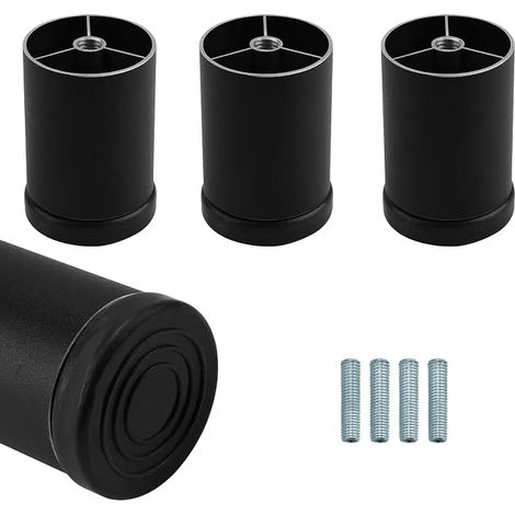 4 Pieces Furniture Feet Height Adjustable M8 - Aluminium Alloy, Black, 6 cm, Compensation 0-8 mm - Universal for Sofa, Wardrobe, Office & More (1/5)
