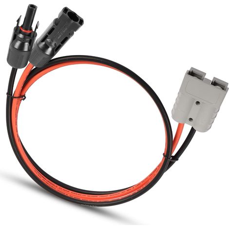 Câble solaire 6mm² Adaptateur 50A, câble photovoltaïque avec connecteur 50A pour panneau solaire, générateur solaire portable(cable solaire to 50A Plug 6mm² 1M) (1/5)