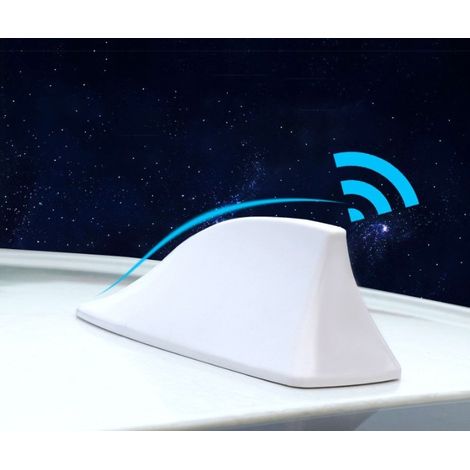 Antenne radio FM blanche en forme d'aileron de requin cosmique avec base adhésive étanche (1/4)