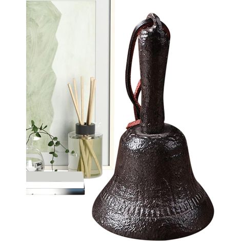 Petite cloche, cloche d'enseignant en fonte – Décoration d'anneau rétro pour sonner, appeler l'école, porte d'entrée, attention, comptoir de service à domicile extérieur (1/5)