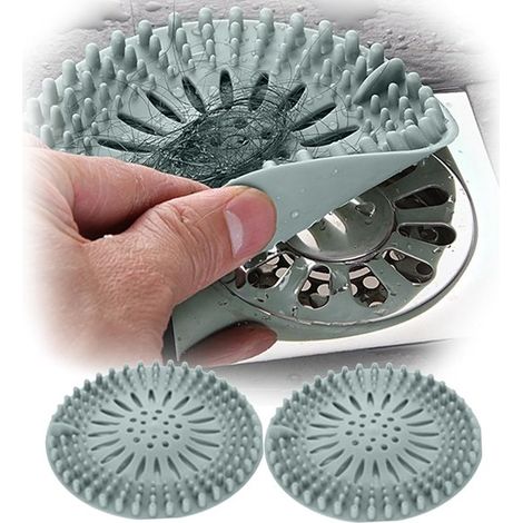 Lot de 4 crépines en silicone – Bleues – Anti-cheveux – Douche, bain, cuisine – Universelles (1/5)