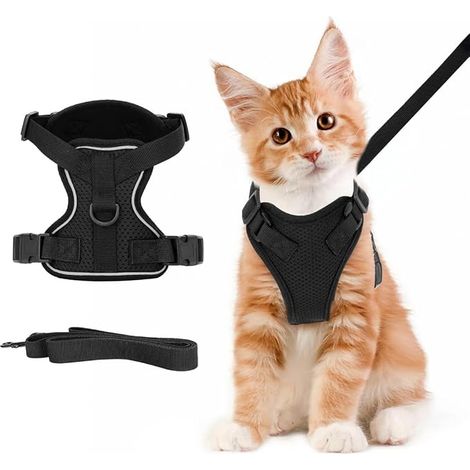 Harness for Cats and Puppies, Anti Escape Reflective with Lead - XS, Black