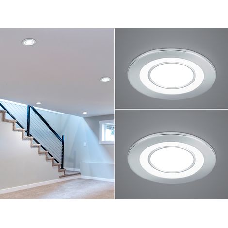 Runde LED Deckeneinbaustrahler 2er Set in Silber Chromfarben Ø 8,2cm (1/5)
