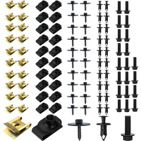 100 Pcs Clips de Fixation Voiture, Vis Et Boulons de Voiture, U-Clip Fixation, Écrou et Clip Garde-Boue Automobile, Agrafes Carrosserie, Vis Soubassement, Vis d'Aile Carrosserie (1/5)