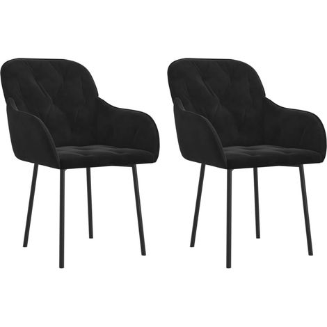 Set de 2 chaises de salle à manger en tissu velours noir et métal DEC025564