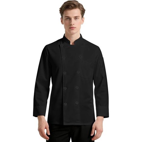 Veste de Cuisine pour Hommes et Femmes,Respirante à Dos Maille,2 Poches Utilitaires, Double boutonnage, Tenue Travail Restauration,Restaurants,Écoles de Cuisine,Manches Courtes (1/5)