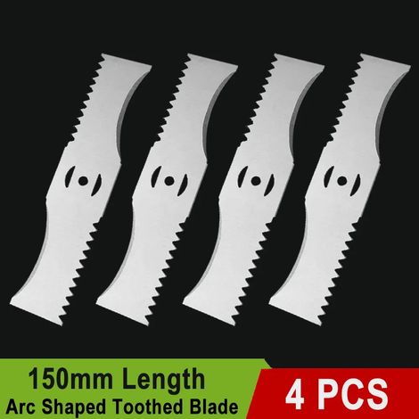 (4 lames) Lame dentée en forme d'arc de 15 cm, compatible avec les tondeuses à gazon et débroussailleuses à batterie lithium de petite taille, ainsi que les accessoires pour machines de jardinage. (1/4)