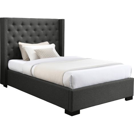 Letto 120 x 200 cm con testata trapuntata Tessuto Grigio - MASSIMO