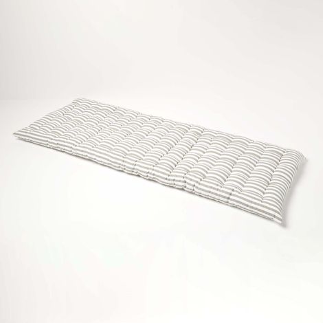 HOMESCAPES Grey Stripe Bench Cushion 3 Seater